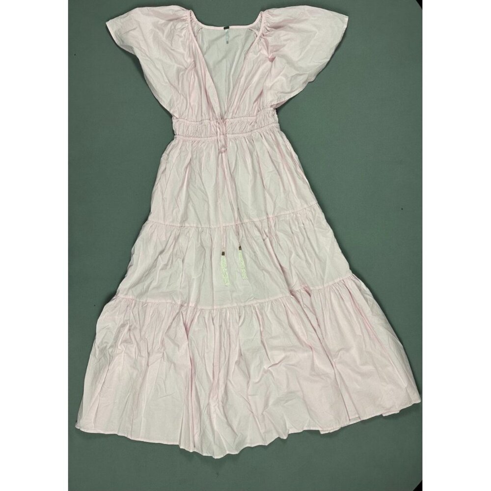 Young Fabulous and Broke Pink Flutter Sleeve V Neck Tiered Maxi Dress Size S - Picture 1 of 8